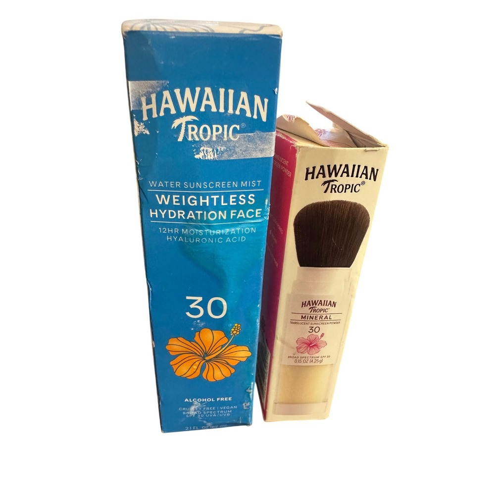 Hawaiian Tropic SPF 30 Face Mist & Mineral Sunscreen Powder Bundle